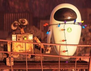 Wall-E and Eve holding hands