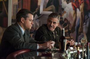 Matt Damon and George Clooney share a drink