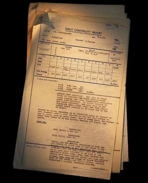 Daily continuity reports from Stanley Kubrick's, Dr. Strange