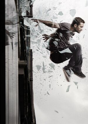 Paul Walker jumping out of window, Brick Mansions