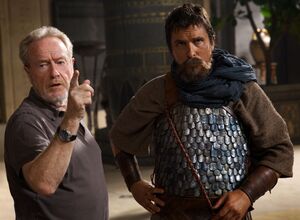 Ridley Scott and Christian Bale filming Exodus: Gods and Kin
