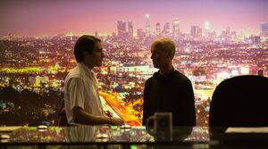 Jake Gyllenhaal and Dan Gilroy in the TV studio - Nightcrawl
