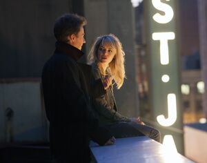 Edward Norton and Emma Stone on the rooftop in Birdman