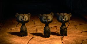 The triplets as cute bear cubs in Brave