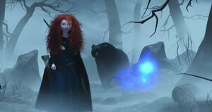 Merida, the bear and a wisp in the forrest