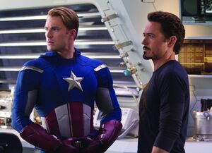 Stark and Rogers in The Avengers