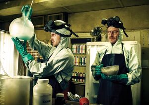 Aaron Paul and Bryan Cranston cook in Breaking Bad