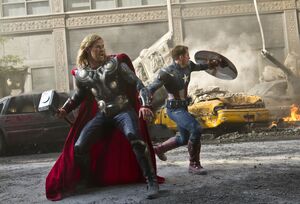 Big fight scene in The Avengers 1, Thor and Captain America