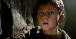 Close-up of Levi Miller as Peter Pan
