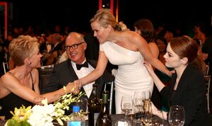 Reese Witherspoon with Michael Keaton and Emma Stone at 2015