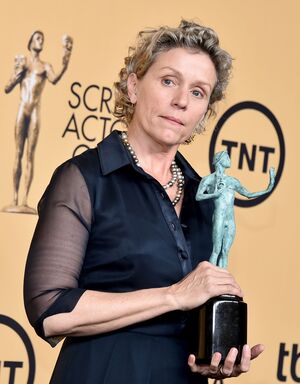 Frances McDormand and her SAG Award for Best Actress in a Mi