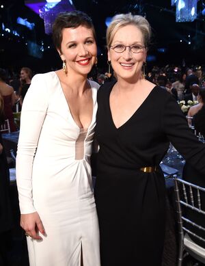 Maggie Gyllenhaal and Meryl Streep pose at 2015 SAG Awards