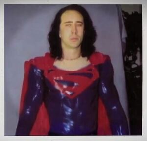 Nicolas Cage as Superman with cape