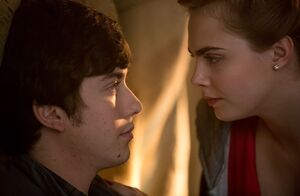 Cara Delevingne and Nat Wolff close-up Paper Towns