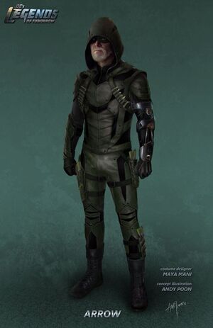 Concept art for 2046 Legends of Tomorrow version of Arrow