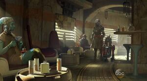 Interact with the locals at the cantina. Droids and Aliens i