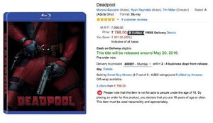 Amazon Lists Deadpool Home Video Release Date