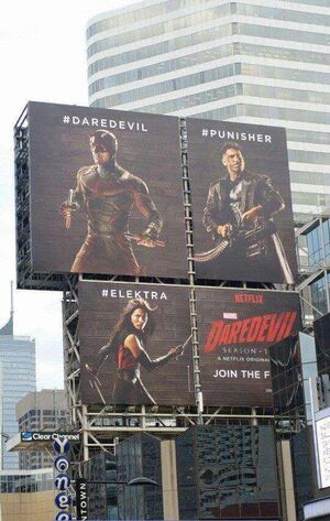 Daredevil season two billboard in Downtown Toronto