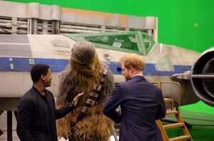 Chewbacca on set