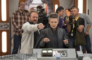 Rian Johnson directing Carrie Fisher as Leia Organa

The Las