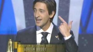 Adrien Brody Steals a Kiss on Accepting Best Actor in 2003